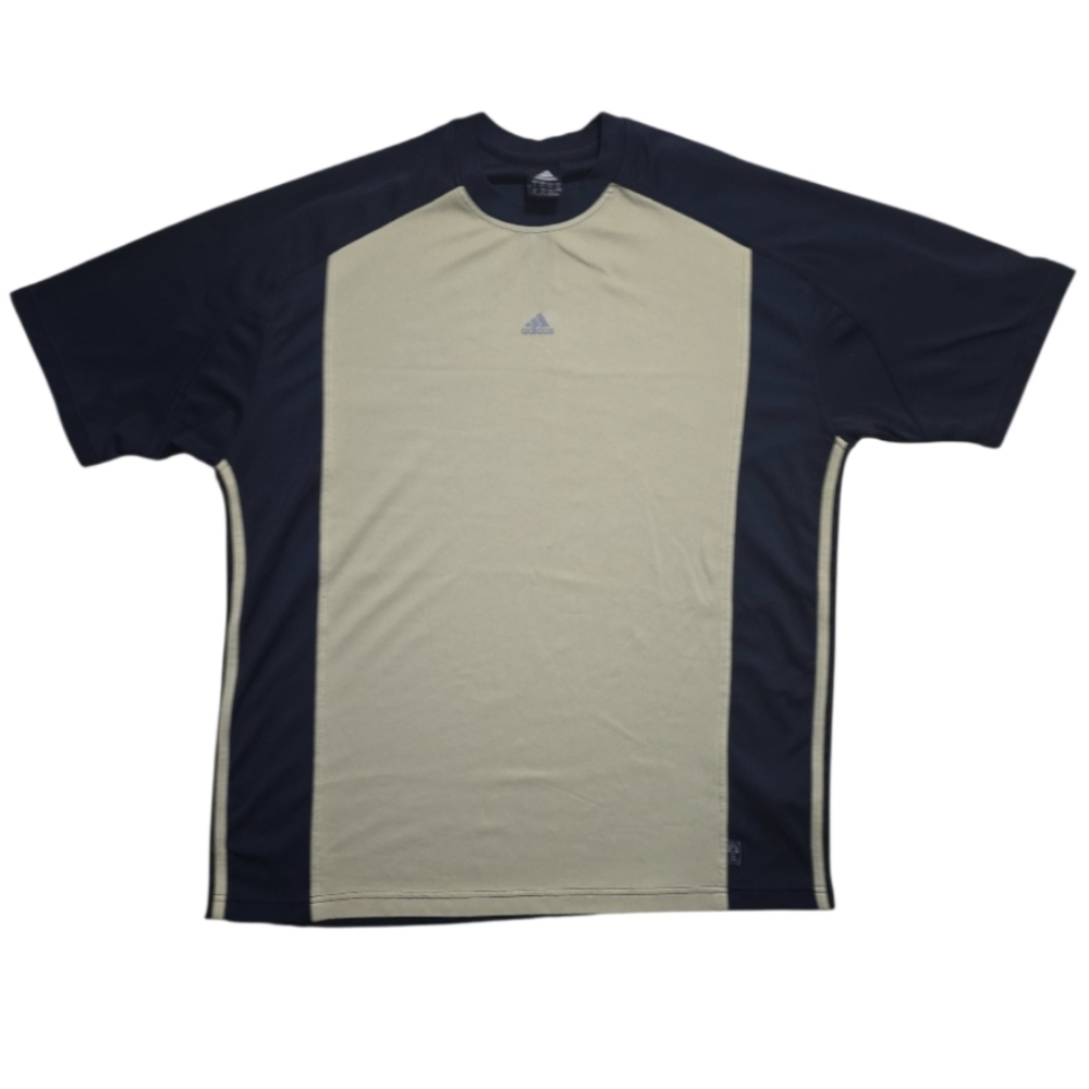 Adidas Climalite 100% Polyester Short Sleeve Mens Shirt Size XL Blue And Tan